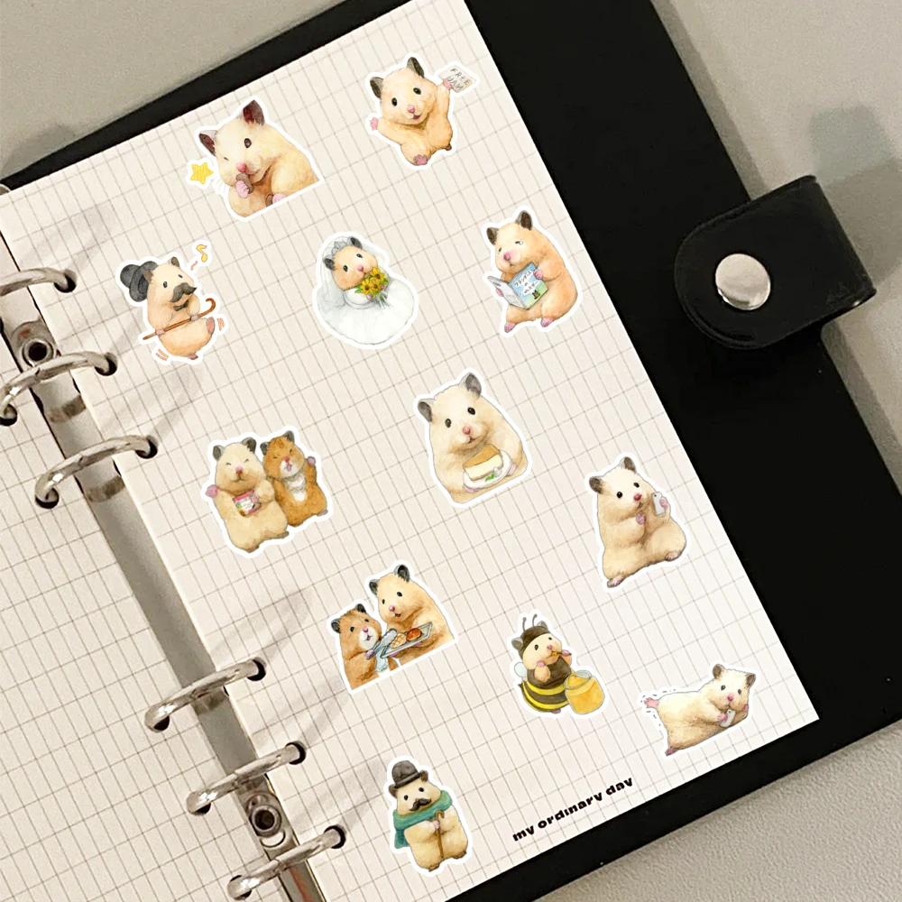 40pcs Little Hamster Stickers Can Be Used To Decorate Phone Cases,Helmets,Water Bottles,Luggage,Refrigerators,Etc., Self-Pasting