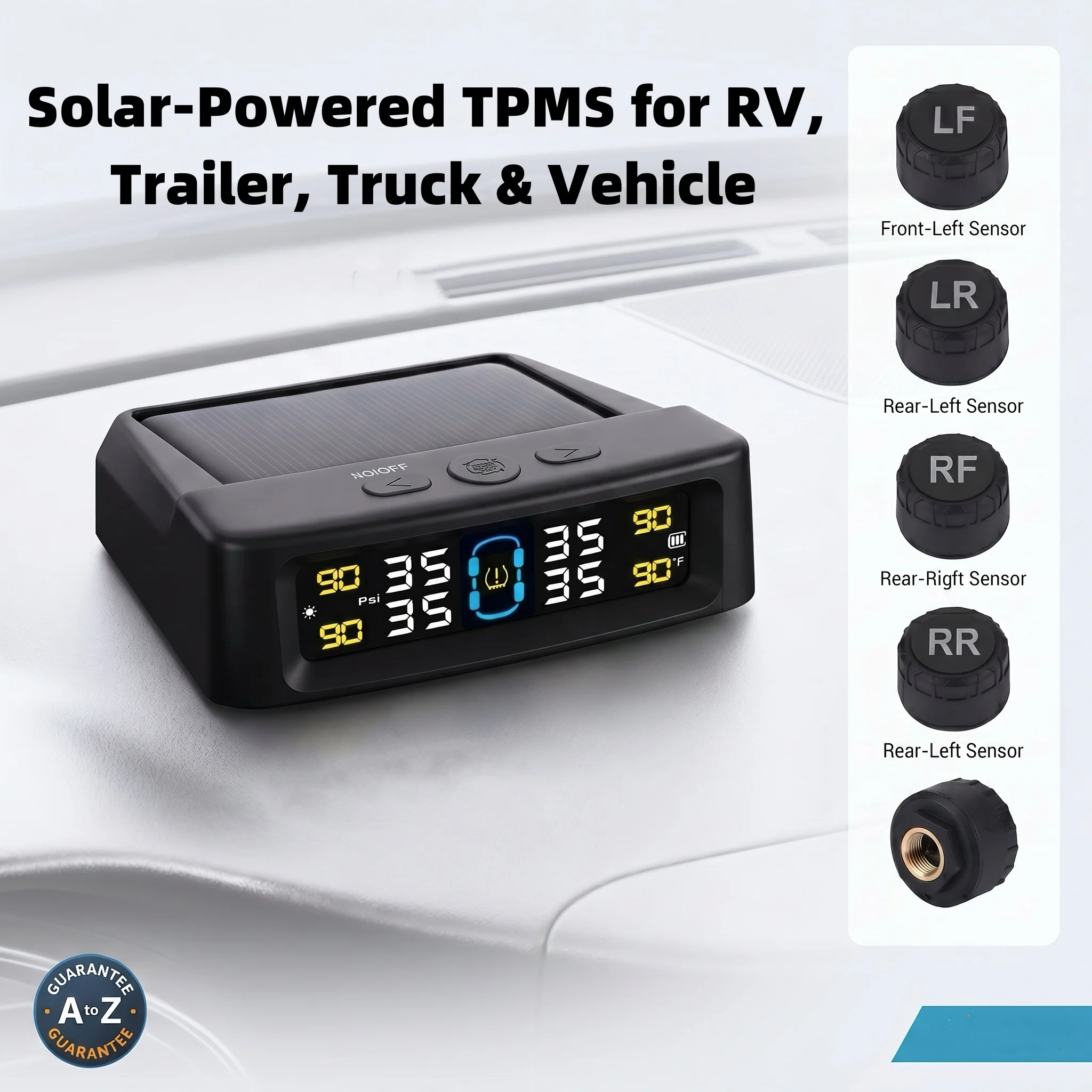 

RV/Trailer TPMS Tire Pressure Monitoring System, Solar Charging TPMS , LCD Display, 4/6 External TPMS Sensors (0-130PSI)
