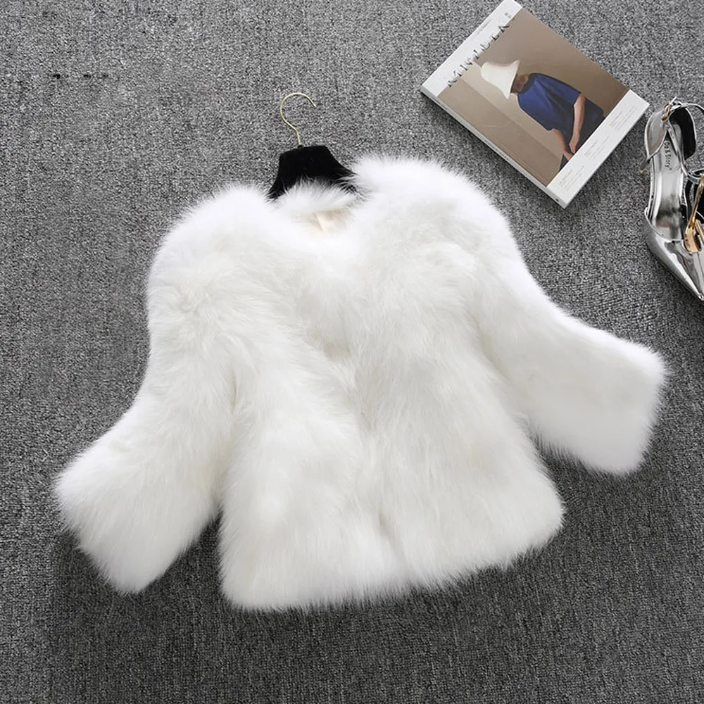 Women's Elegant Solid Faux Fur Cardigan Winter Thermal Thick Warm Baggy Jacket Fashion Loose Soft Sweater Fleece Outerwear