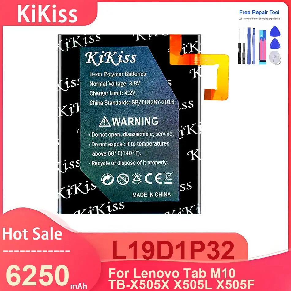 

KiKiss Tablet Battery For Lenovo Tab M10 TB-X505X X505L X505F ,L19D1P32 6250mAh Batteries