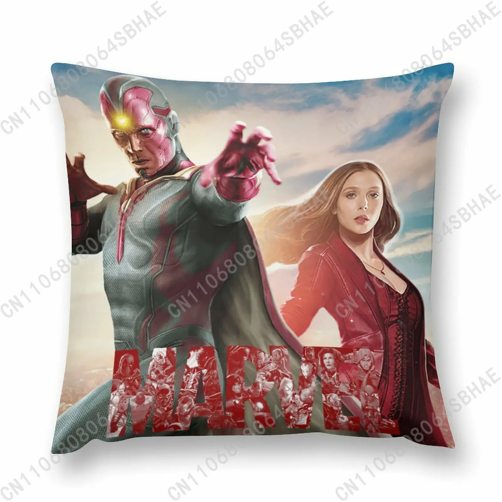 

Marvel Vision Custom Pattern Short Plush Pillow Cover Soft Short Fur Cushion Living Room Personalized Decor Cosplay