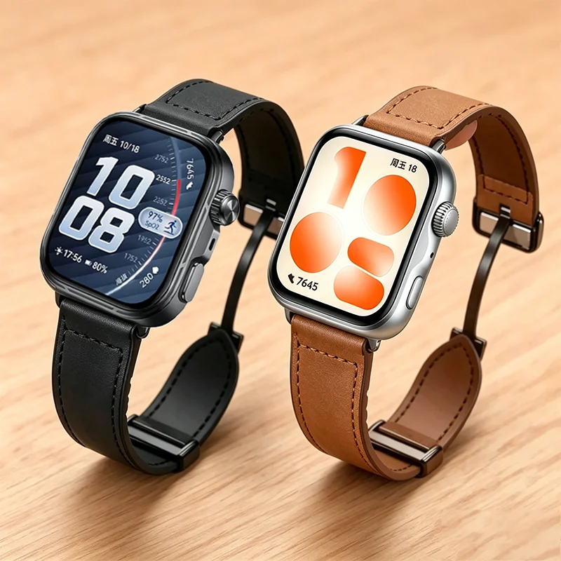Leder+Silikon-Armband für Huawei Watch Fit 5 Pro/Fit 4 Pro mit Magnetverschluss, atmungsaktives Band für Huawei Watch Fit 5 4 3 Armband
