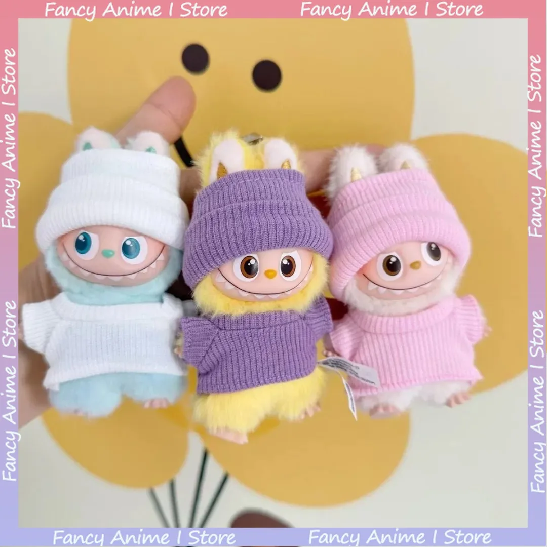 Voor 10 cm Mini Labubu 4.0 Pluche Poppenkleertjes Outfit met Hoeden en Kleding Poppen Accessoires Leuke Decoratie Verschillende Kleuropties