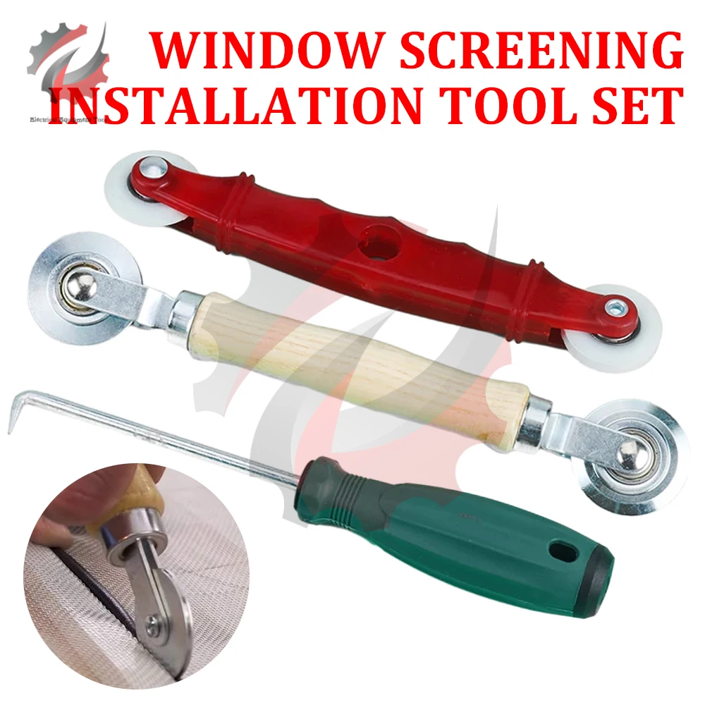 Rolling Wheel Tools Set Wooden Handle Metal Roller For Renovator Window Installation Screen Window Installation Tool Set