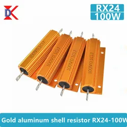 5Pcs 100W Gold Aluminum Shell Resistor 0.01~100K Metal Resistors High-Power 1.5/2.2/6/6.8/8/10/12/15/20/25/30R 33R 1K 10K Ohm