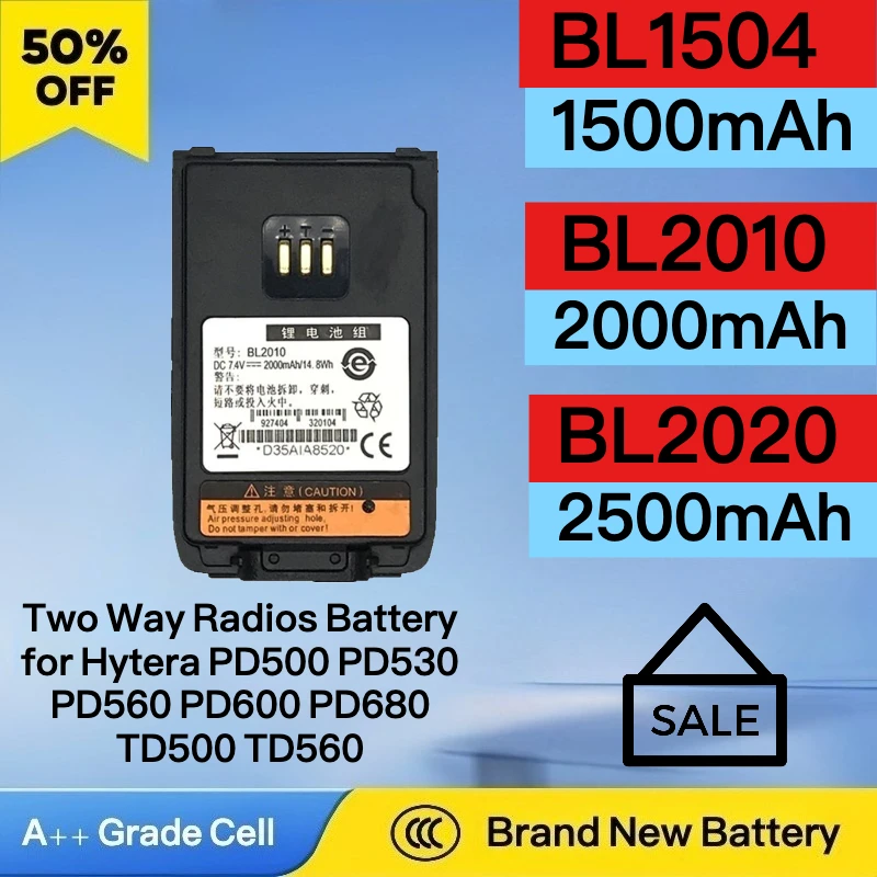 

Brand New BL1504-1500mAh BL2010-2Ah BL2020-2500mAh Two Way Radios Battery for Hytera PD500 PD530 PD560 PD600 PD680 TD500 TD560