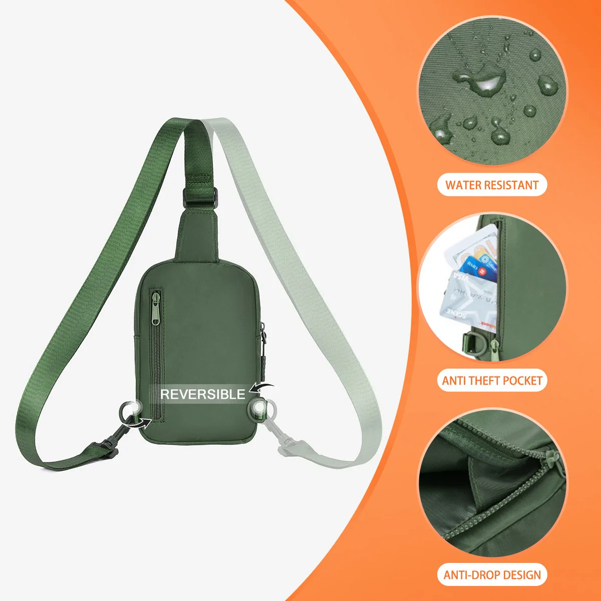 Personalized Embroidered Sling Chest Bag, Waterproof Polyester Crossbody Sling Pack for Sports Casual Daily Use view 4