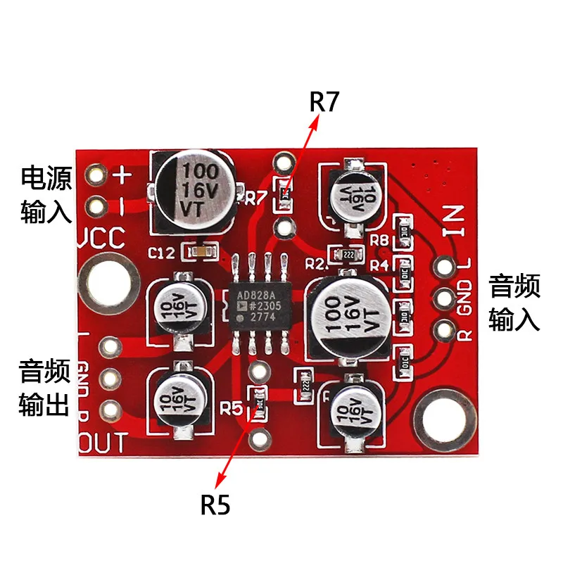 Audio Preamplifier Board AD828 HiFi for 2.0 Dual Channel DIY Speaker Signal Amplifier Module