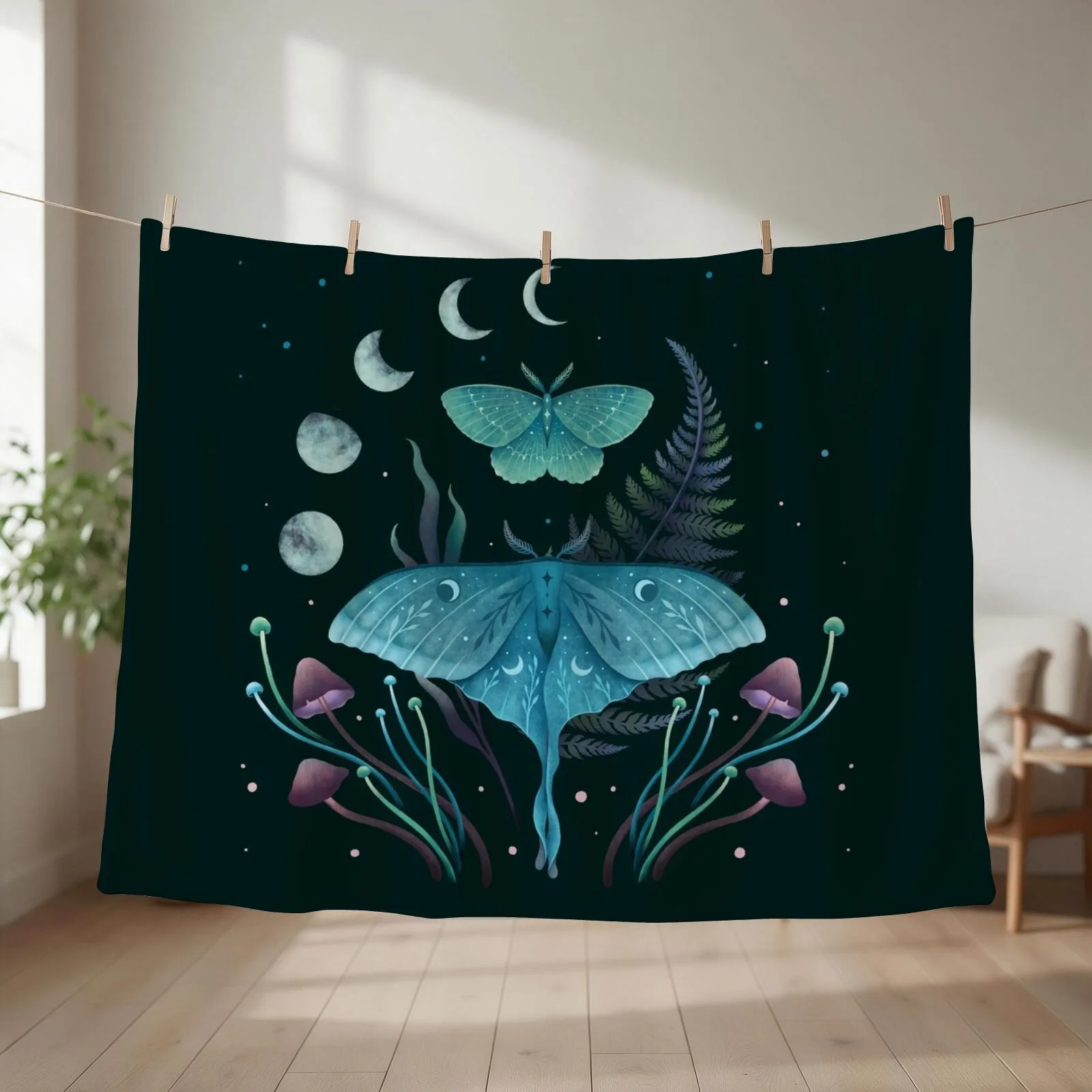 Luna and Emerald Throw Blanket
