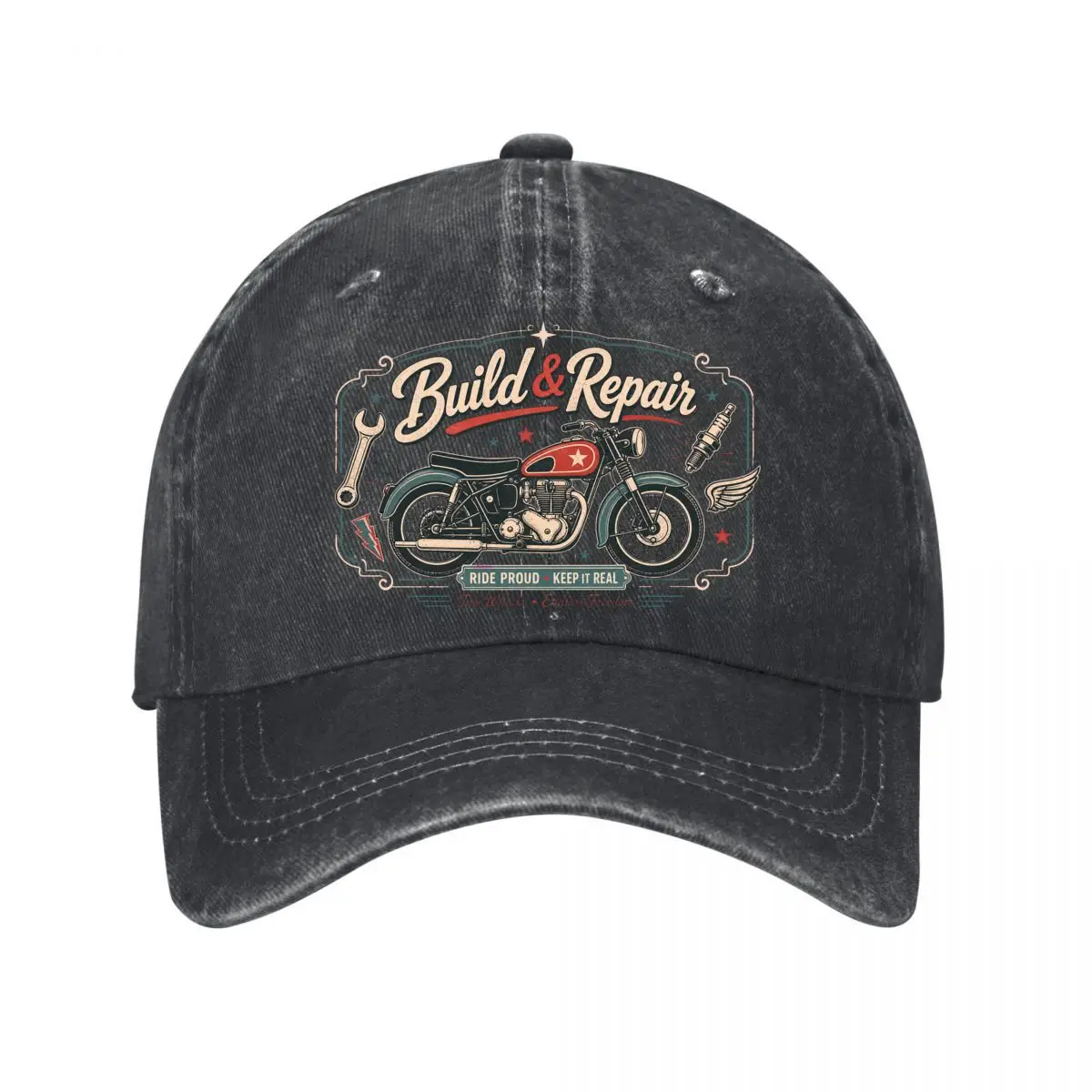 Vintage Motorcycle Garage Repair Emb 2026 New Vintage Washed Cotton Baseball Cap Sun Hats