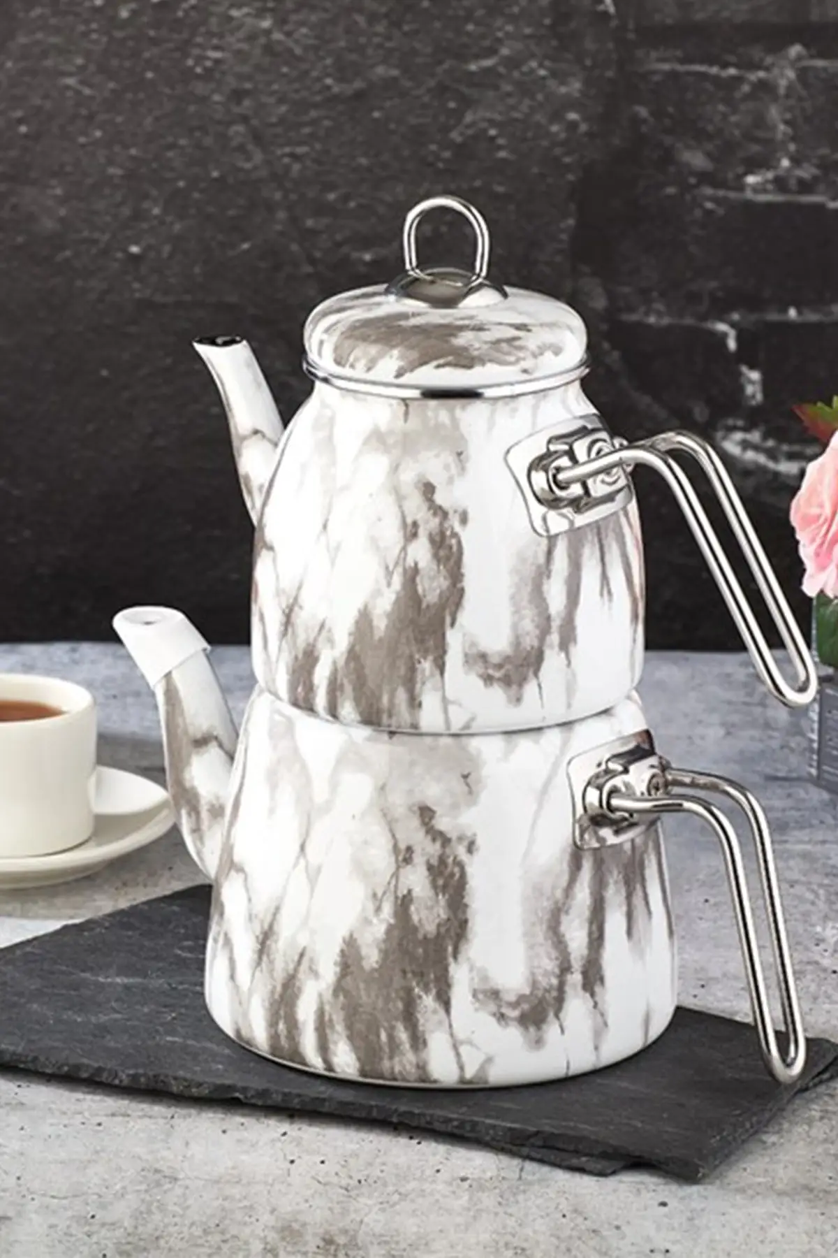 Elite Class White Marble Teapot