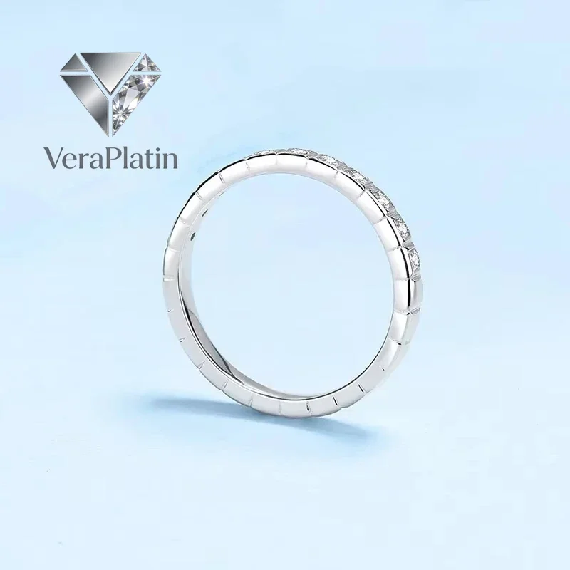 

VeraPlatin Girl Valentine's Day 18K White Gold Engagement Rings 0.165CT Moissanite Diamond Women Wedding Band PT950 Platinum Bir