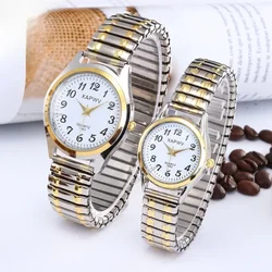 Man Women Couple Wrist Watches Stainless Steel Band Alloy Lovers Business Quartz Movement Wristwatch Elastic Strap Band Watch