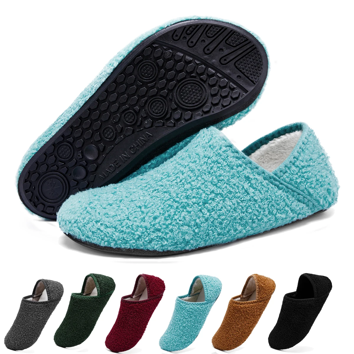 

Winter Toe Wrap Warm Cotton Slippers Indoor Fashion Solid Soft Sole Slides Men Women Floor Flat Home Non-slip Shoes