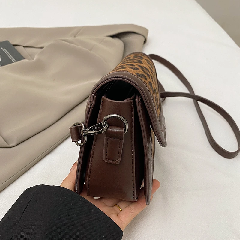 2025 가을 겨울 레오파드 프린트 스퀘어 백 인조 가죽 크로스바디 여성용 가방, 부드러운 숄더백 패션 시크 슬링백 ​