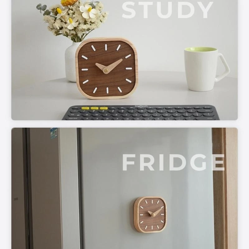 Walnuts Clock with Refined Small Table Bedsides Clock for Indoor Bedroom A2BB