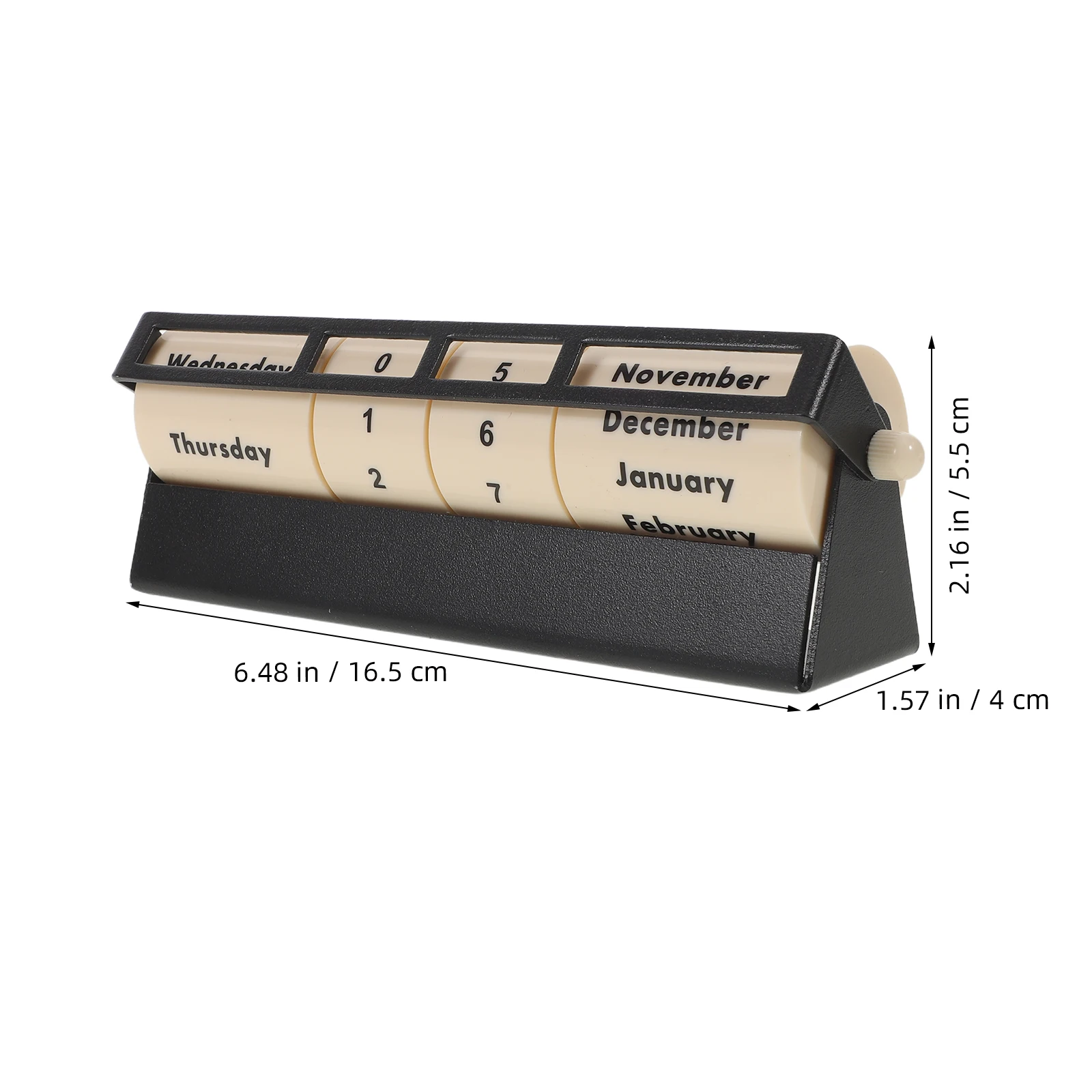 Calendario perpetuo rotolante Meccanismo rotante manuale Decorazione da tavolo in metallo per ufficio Aula Casa Data meccanica senza data