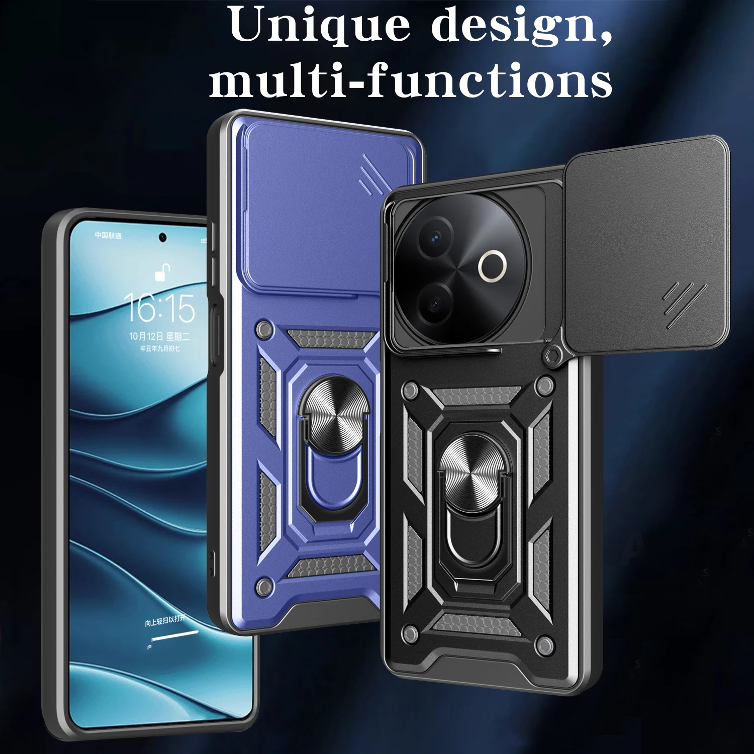 Case for vivo Y39 Slide Camera Protect Stand Phone Shell Funda for Y38 5G Cover