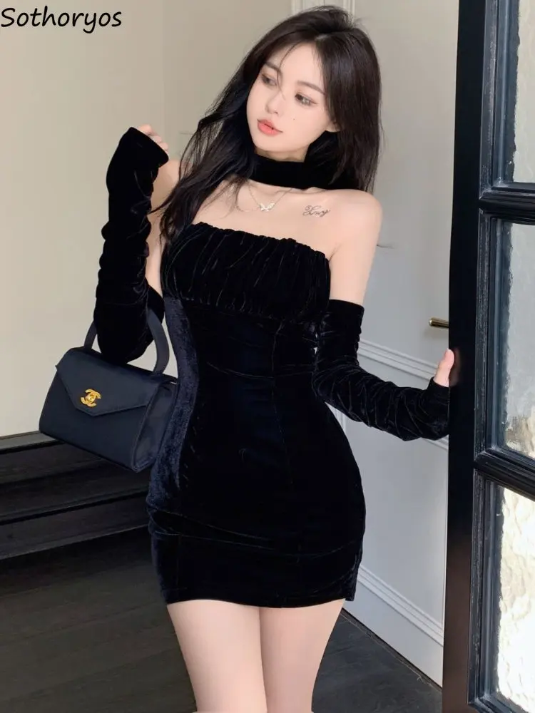 Mini Dresses Women Slim Design Sexy Simple Club Creativity Pure Abdomen Hot Girls Vestidos Elegant Fall Streetwear Chic Ulzzang