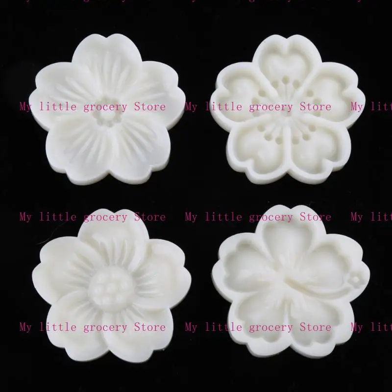 D5BD Plastic Mooncake Moulds Hibiscus Shaped DIY Mooncake Stamps Mooncake Molds for Mid-Autumn Festival Baking Mooncake