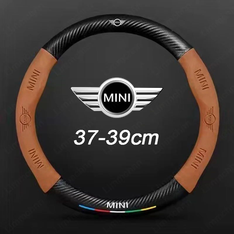 3D Embossing Car Logo Steering Wheel Cover For BMW MINI Cooper R55 R56 R60 R61 Clubman F54 F55 F56 F60 Countryman Car-Styling