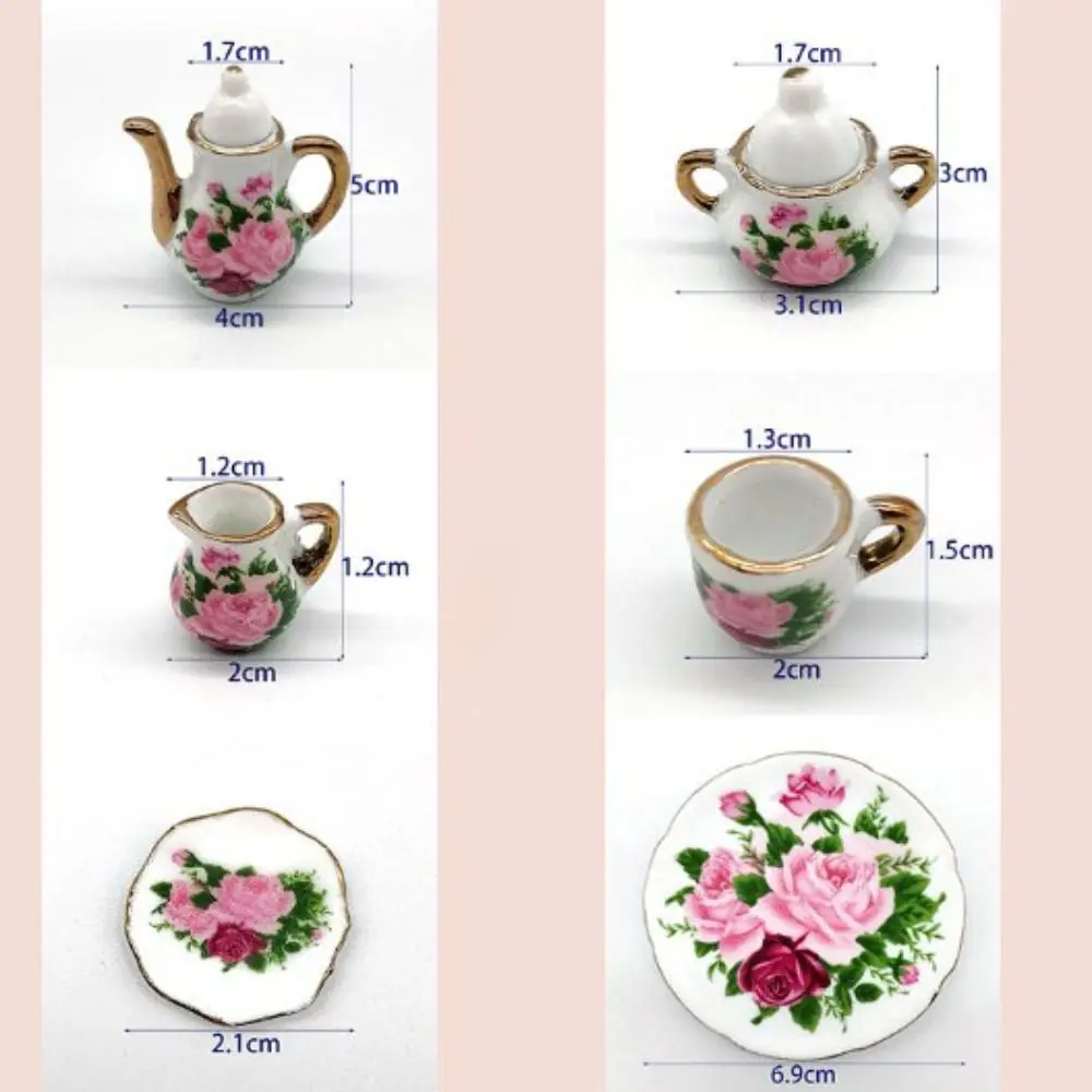 إكسسوارات منزلية صغيرة عالية الجودة من السيراميك 9 أنماط كوب شاي صيني طقم شاي جيب لـ 1/6 BJD/لـ 1.5 بوصة باربي/بليث