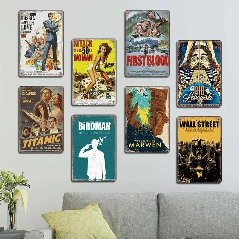 Poster Film Klasik Logam Vintage, Dekorasi Tanda Retro TV Film, Plat Timah Logam untuk Dekorasi Dinding Ruang Tamu Rumah untuk Bioskop