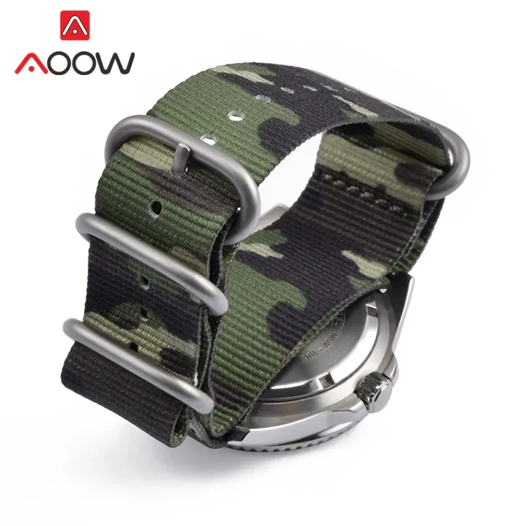 Nylon Strap 20mm 22mm Stainless Steel Ring Buckle Watchband Camouflage Men Military Replace Watch Band for Casio for Seiko