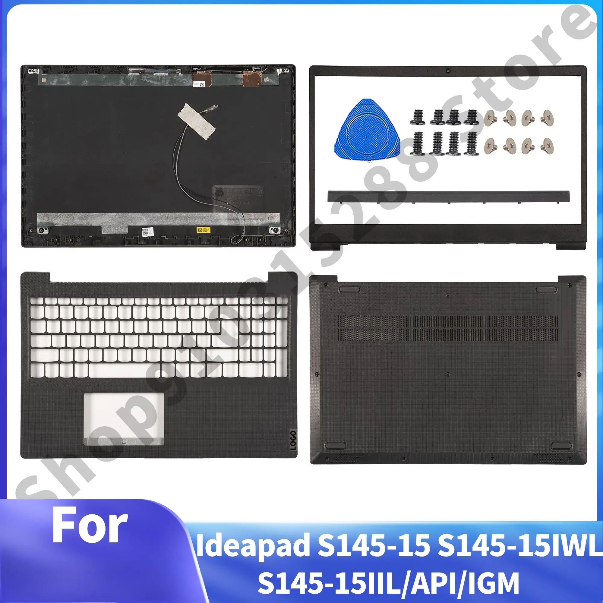 Nueva cubierta trasera LCD/cubierta de reposamanos/cubierta inferior/bisagra para Ideapad S145-15 S145-15IWL S145-15IIL S145-15API S145-15IGM piezas Repai