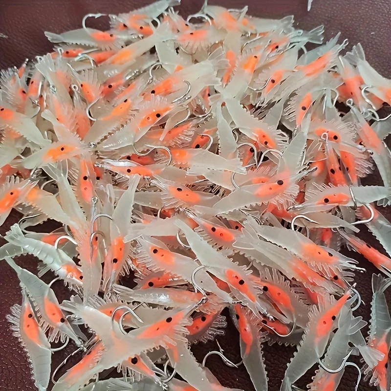 8 قطع مع صندوق T Luya المضيء مع خطاف نابض بالحياة، طُعم صغير من الروبيان المزيف لصيد الأسماك. 6 سنتيمتر/2.8 جرام شكل لينة الجسم الرصاص الروبيان الطعم