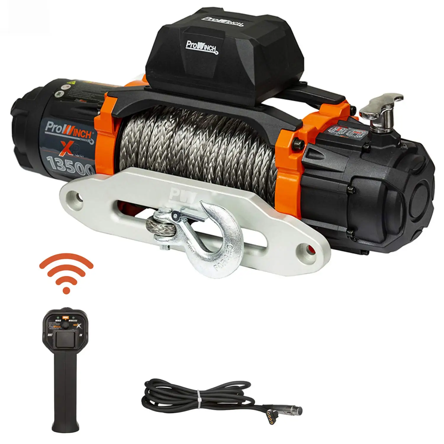 13500 Lbs Electric Waterproof Winch Synthetic Rope Aluminum Wireless