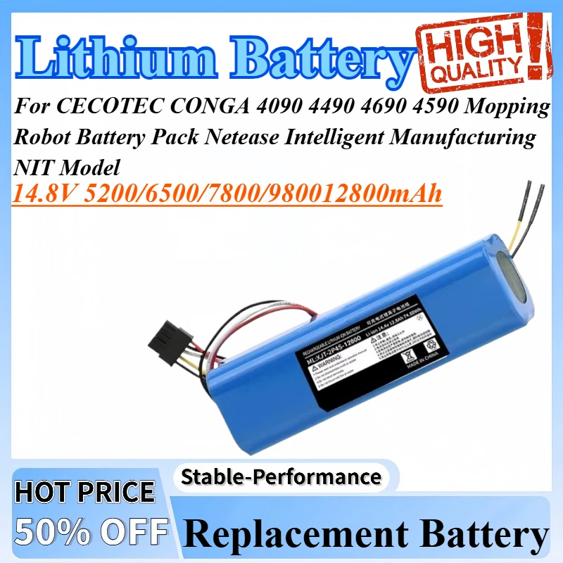 

14.8V 12800mAh For CECOTEC CONGA 4090 4490 4690 4590 Mopping Robot Battery Pack Netease Intelligent Manufacturing NIT Model