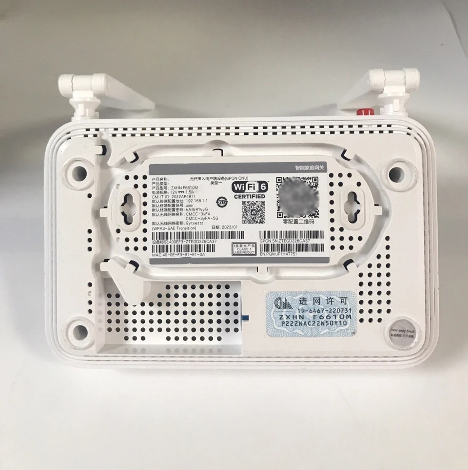 Imagem -02 - Gpon Onu Dual Band Wifi 5dbi Antena 2.4g 5g ac Wifi 4ge Lan Port Fibra Modem Versão Chinesa F6610m