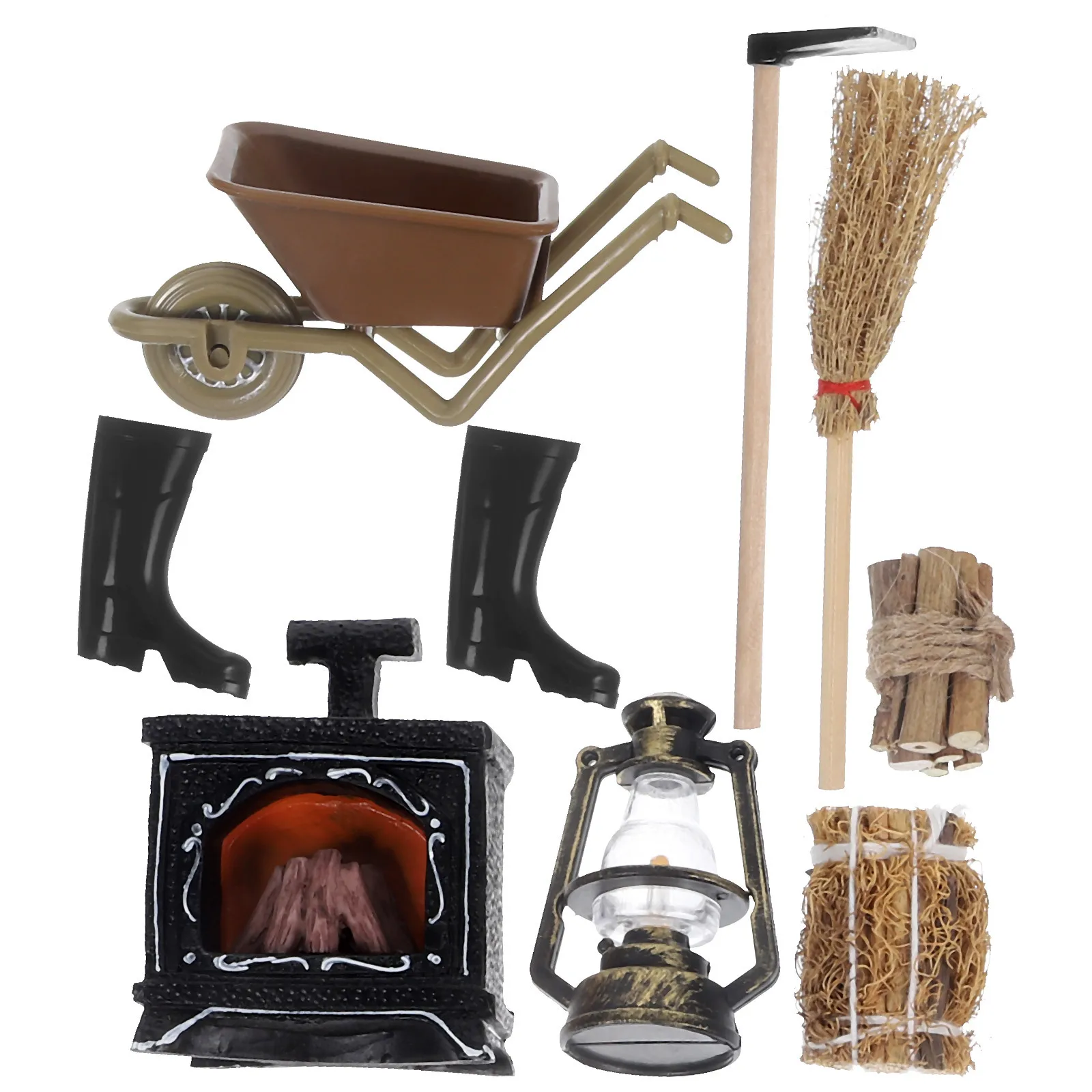 

1Set Miniature Fireplace Logs Dollhouse Furniture Set Cozy Lightup Decor Mini Farm Scene Layout Accessories Furniture