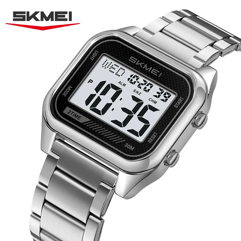 SKMEI 2478 Luxury Business Men's Digital Watch Waterproof Countdown Alarm Clock Stainless Steel Fashion Electronic Clock Reloj