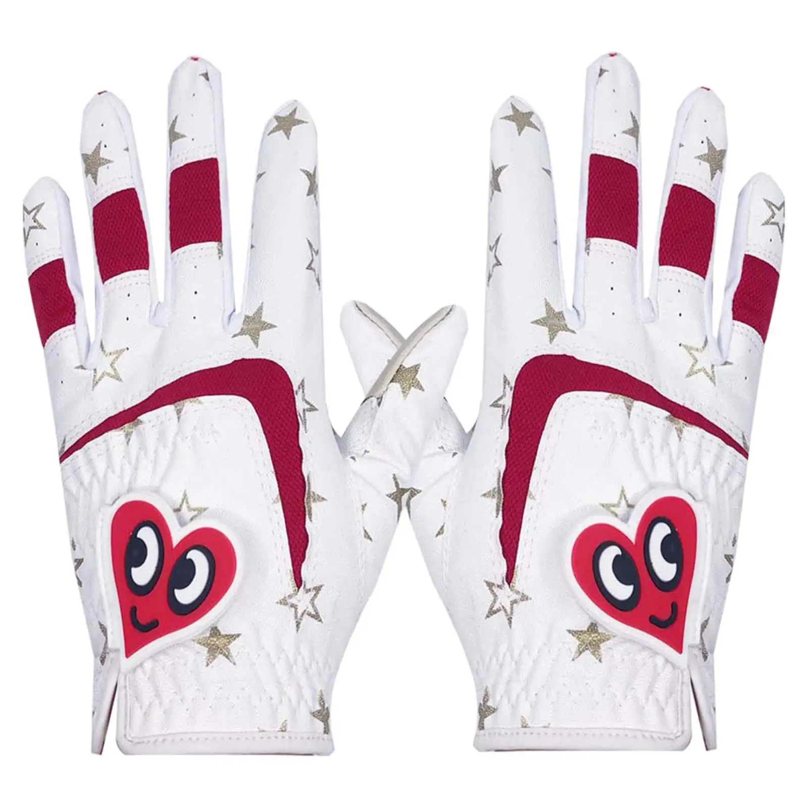 

2 pcs Cute Kids Golf Gloves Premium Leather Left Hand and Right Hand S-L Child Professional Non for Christmas Junior Boys