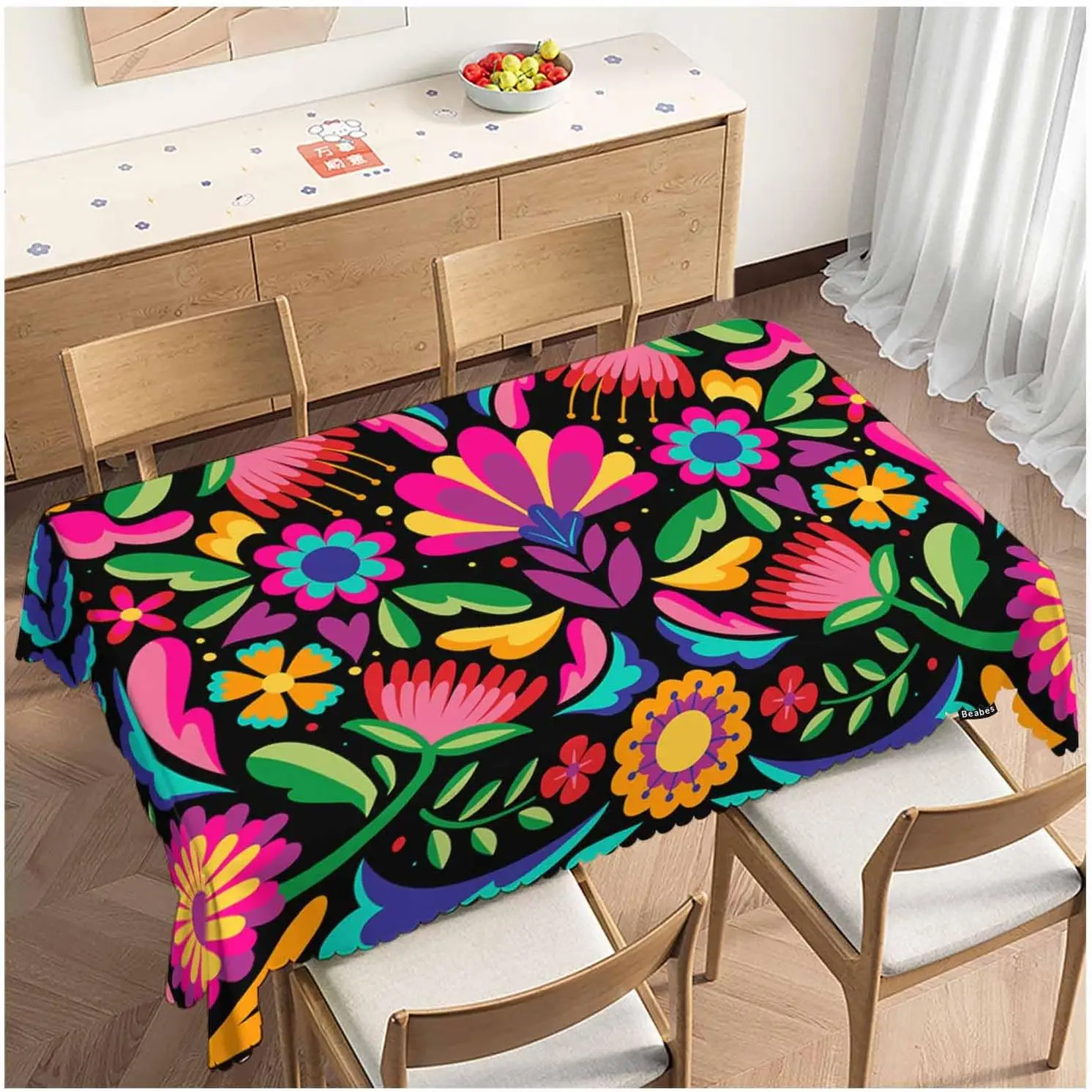 Mexican Day of The Dead Floral Tablecloths Mexico Fiesta Party Decor Dia DE Los Muertos Table Cloths Kitchen Dining Table Decor