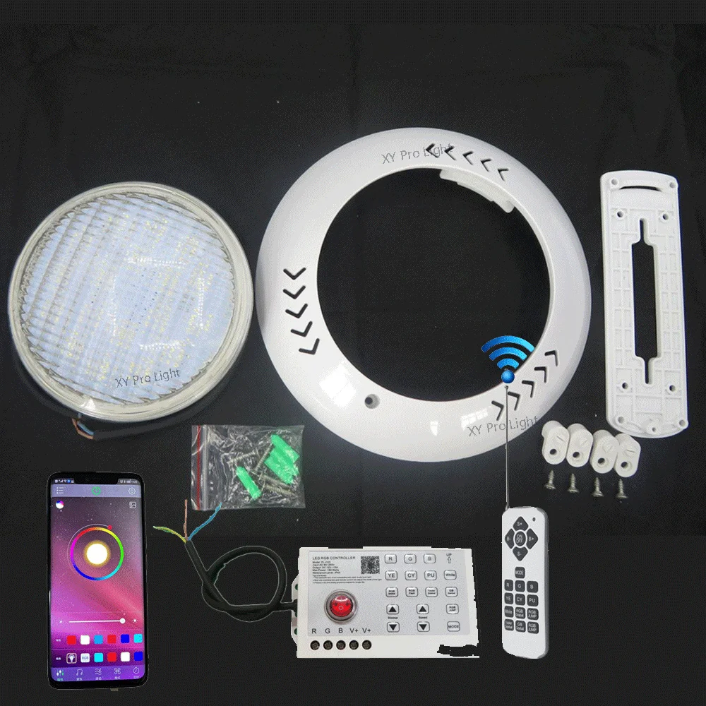 

Светодиодный RGB-светильник для бассейна 45 Вт, AC85-265V DC12V, с Bluetooth и управлением через приложение, для наружного использования, подводный, для пруда, бассейна, прожектор