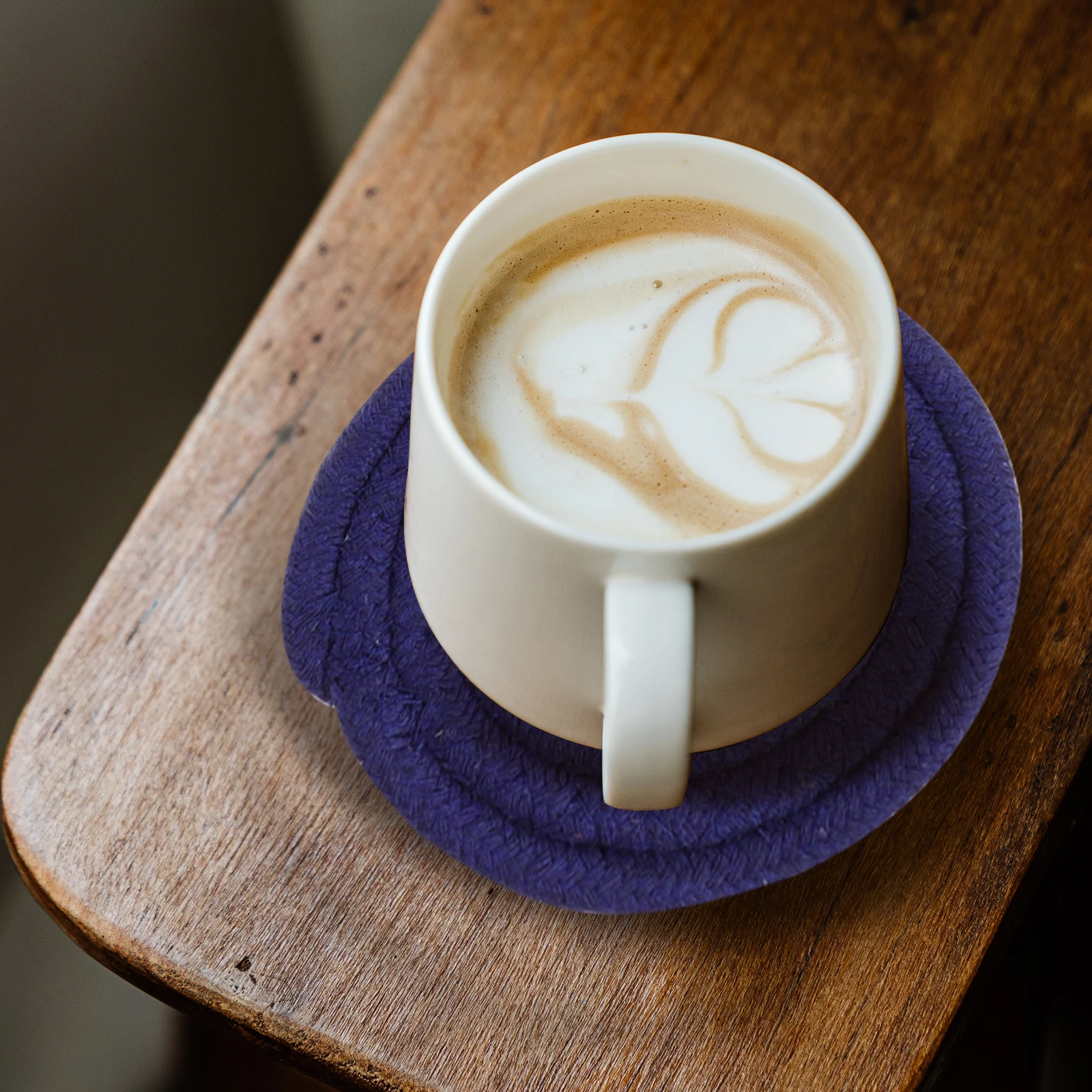 

5Pcs Woven Placemats Cotton Rope Round Shape Anti-Scalding Mat for Dining Table Heat Resistant Decorative Household Coaster