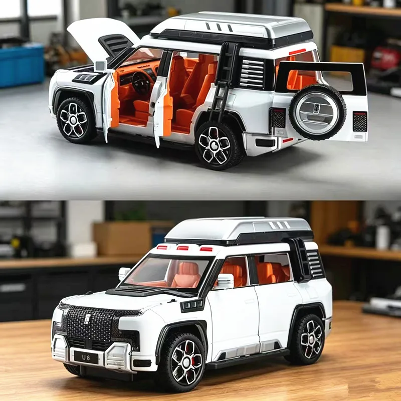 

New 1/24 BYD Yangwang U8 SUV Alloy Car Model Diecast Metal Toy New Energy Off-Road Vehicles Car Model Sound and Light Gift