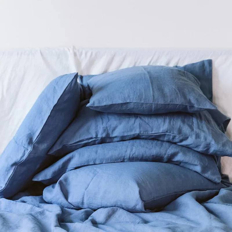 

Pure Linen Envelope Pillowcase AU King US Queen Pillow Cover Plain Color Washed Nordic Style Bedding Pillow Bag Single Piece