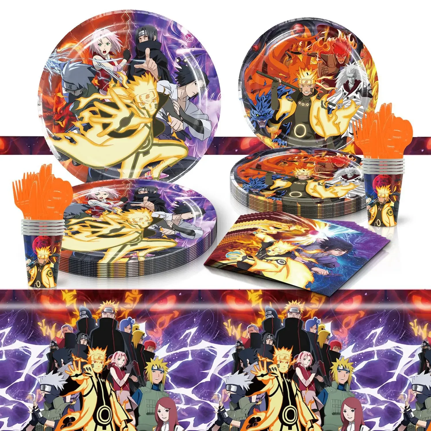 NARUTO Series Anime Party Supplies Children Birthday Party Paper Tableware Set Paper Plate Cup Napkins Baby Shower Decorations