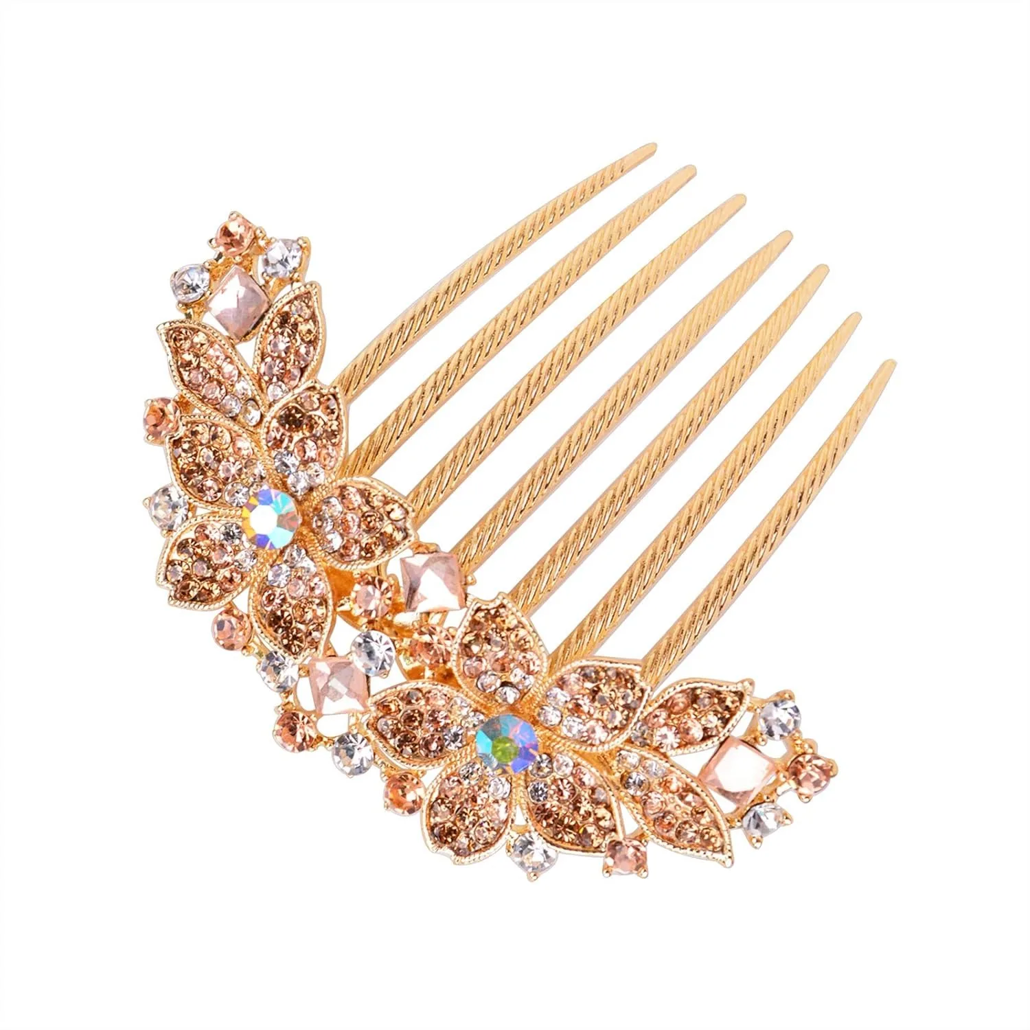 

Women Rhinestone Inlaid Flower Hair Comb Hairpin Barrette Accessory For Wedding Party Gift