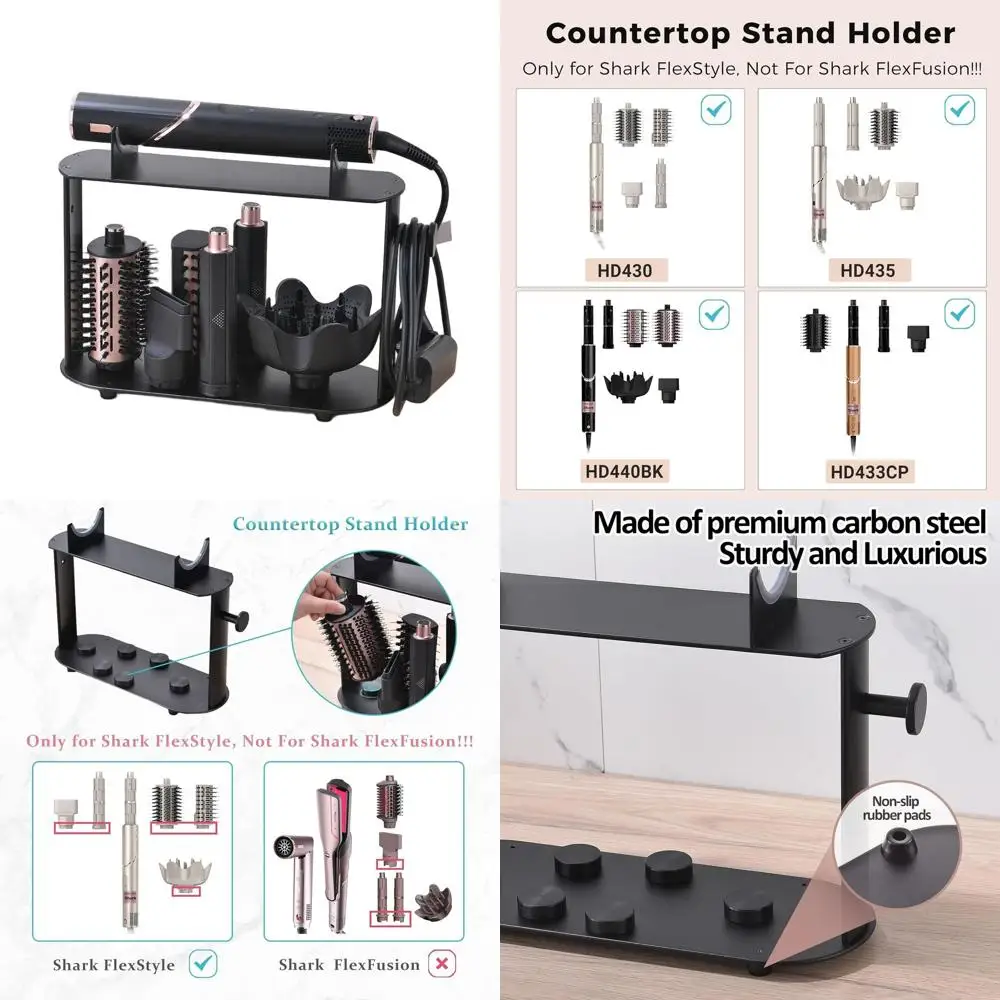 

Подставка для фена Shark FlexStyle, держатель для палочки для завивки волос, стальная стойка для хранения с крючком для шнура для инструментов и аксессуаров для укладки