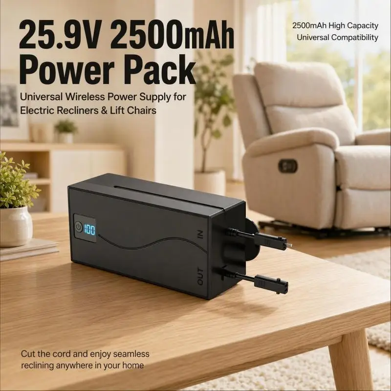 25.9V 2500mAh Rechargeable Battery Pack For Electric Power Recliner Sofa Lift Chair Universal Reclining Furniture Power Supply
