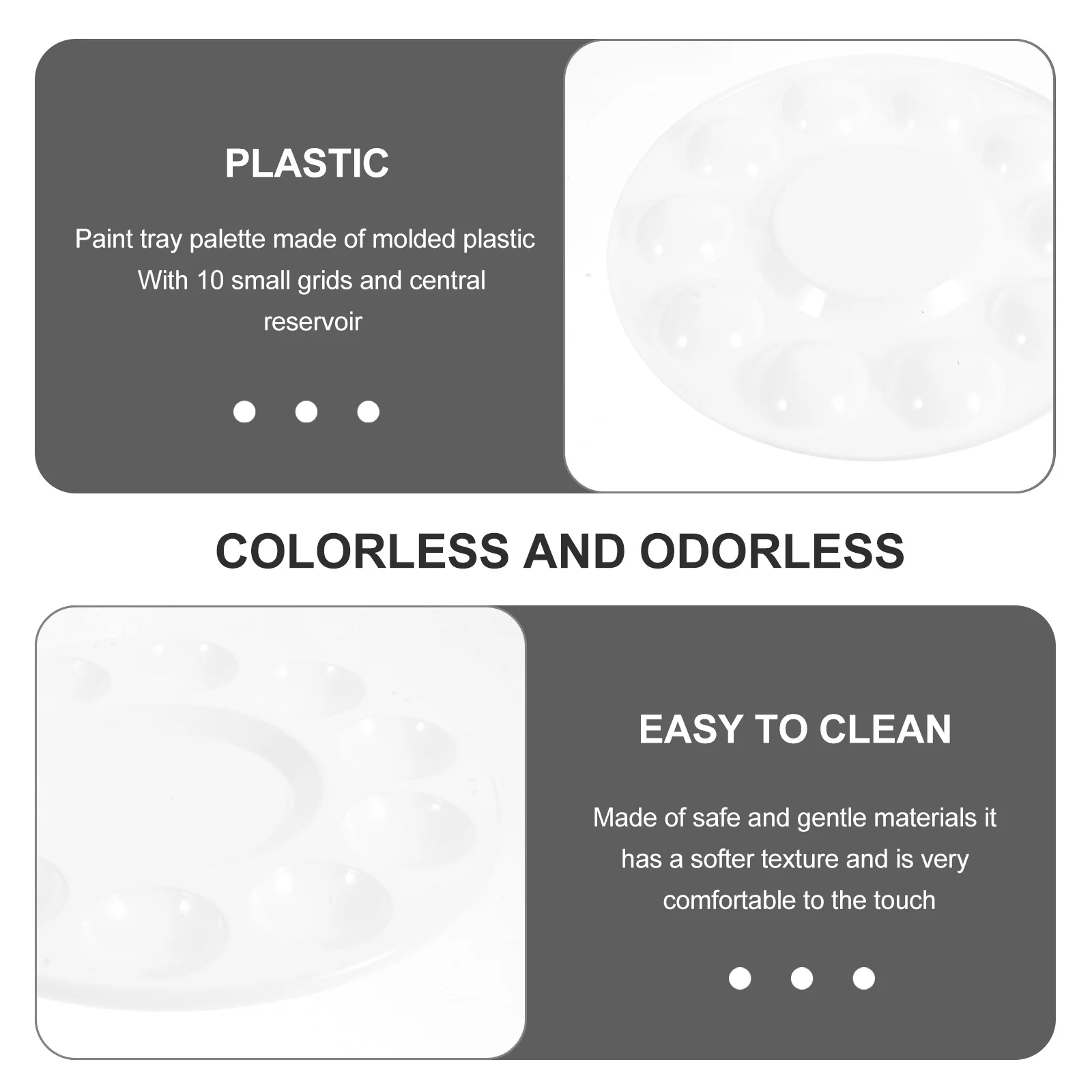 

12Pcs Art Palettes Kit Heavy Duty Plastic Paint Trays Washable Surface for Craft Workshop Watercolor Pigment Mixing Plate
