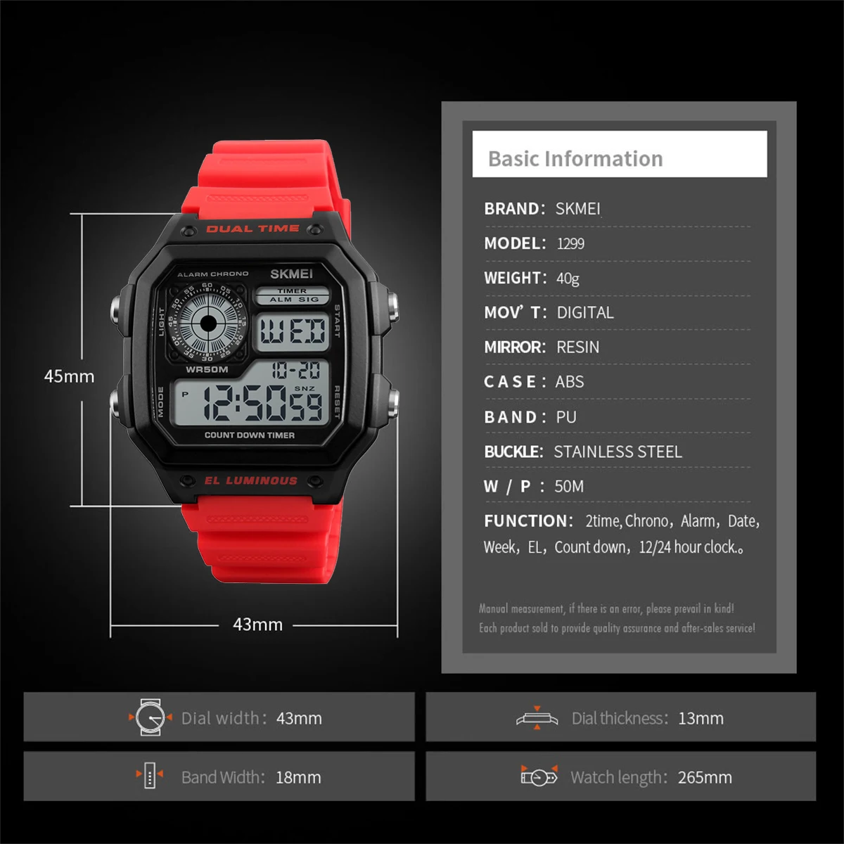 SKMEI PU Strap Multifunction Waterproof Watches Outdoor Countdown Sport Watch Men Alarm Male Digital Simple Watch reloj hombre