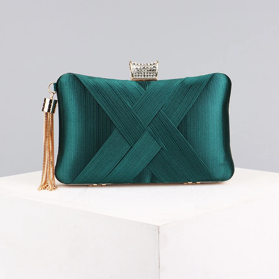 

Vintage Fringed Cross Design Women Evening Bags Crystal Handbags Banquet Wedding Bridal Party Clutch Purse Chains Shoulder Bags