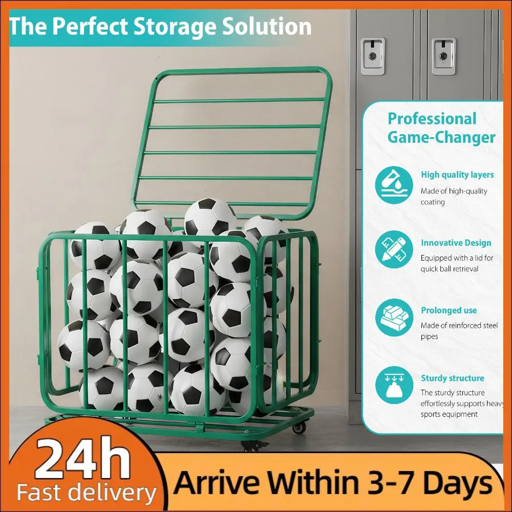 

Basketball Or Volleyball Storage Ball Cart with Wheels Basketball Storage Basket for Garage Club Or Gym
