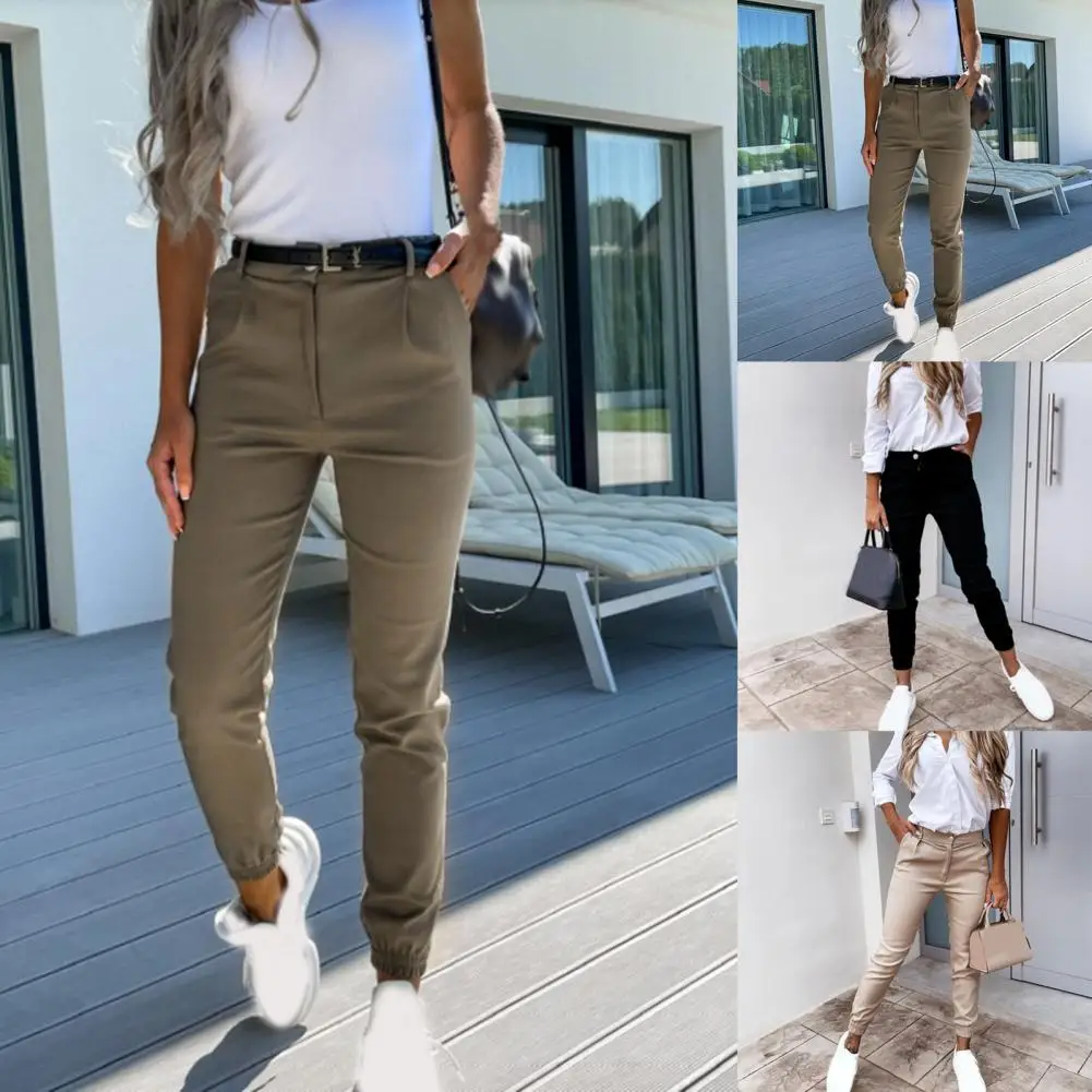 Pantalones pitillo informales para mujer, pantalón ajustado, Color liso, atado al tobillo, primavera y otoño